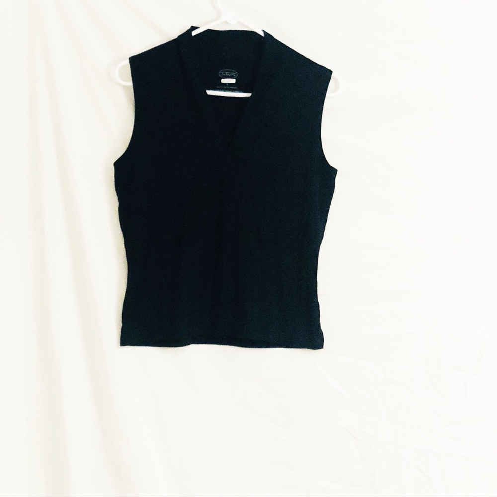 Talbots Black Sleeveless Collar Blouse Size Small